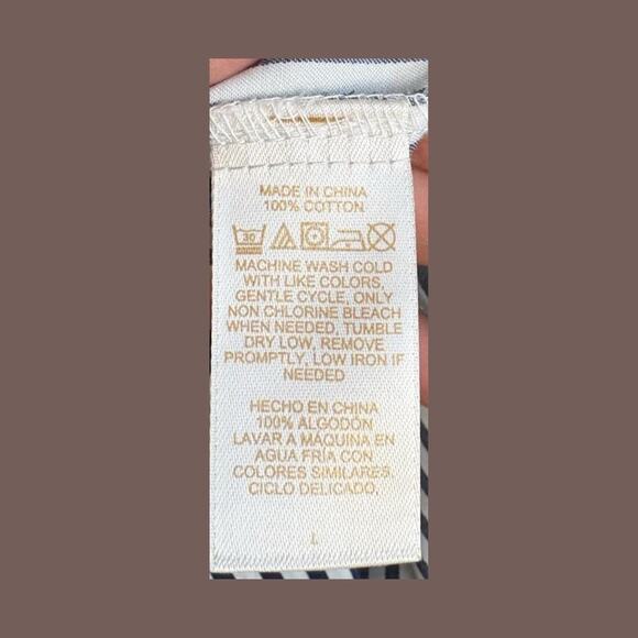 Kate Spade Shirtdress | Navy Stripe Cotton | Size L | Rosette Detail - Picture 4 of 5